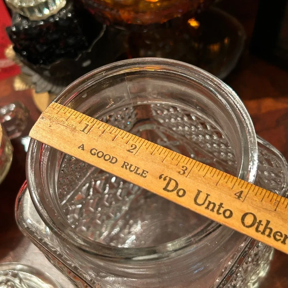 Vintage Clear Diamond Cut Glass Canister